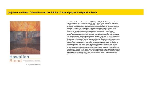 Colonialism and the Politics of Sovereignty and Indigeneity